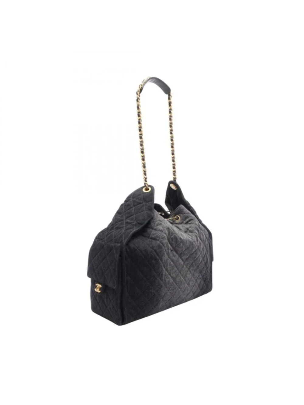 Chanel Shoulder Bag 25 Large Shopping Denim Black